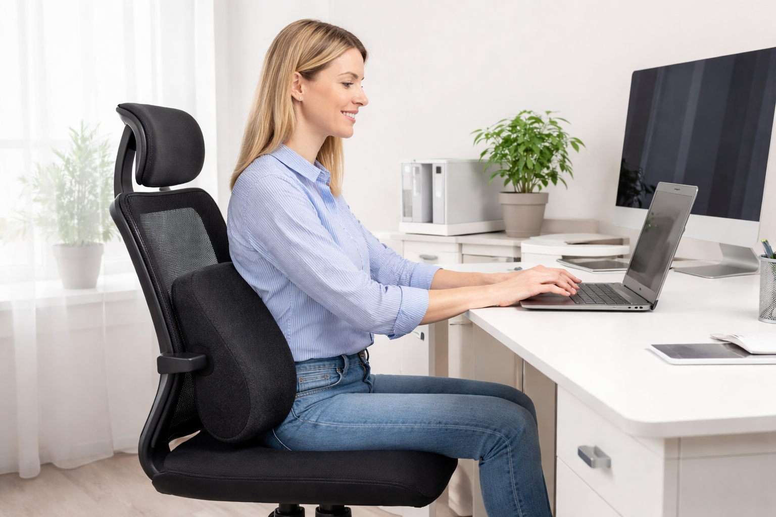 cojín lumbar para usar más de 8 horas al día en silla de oficina