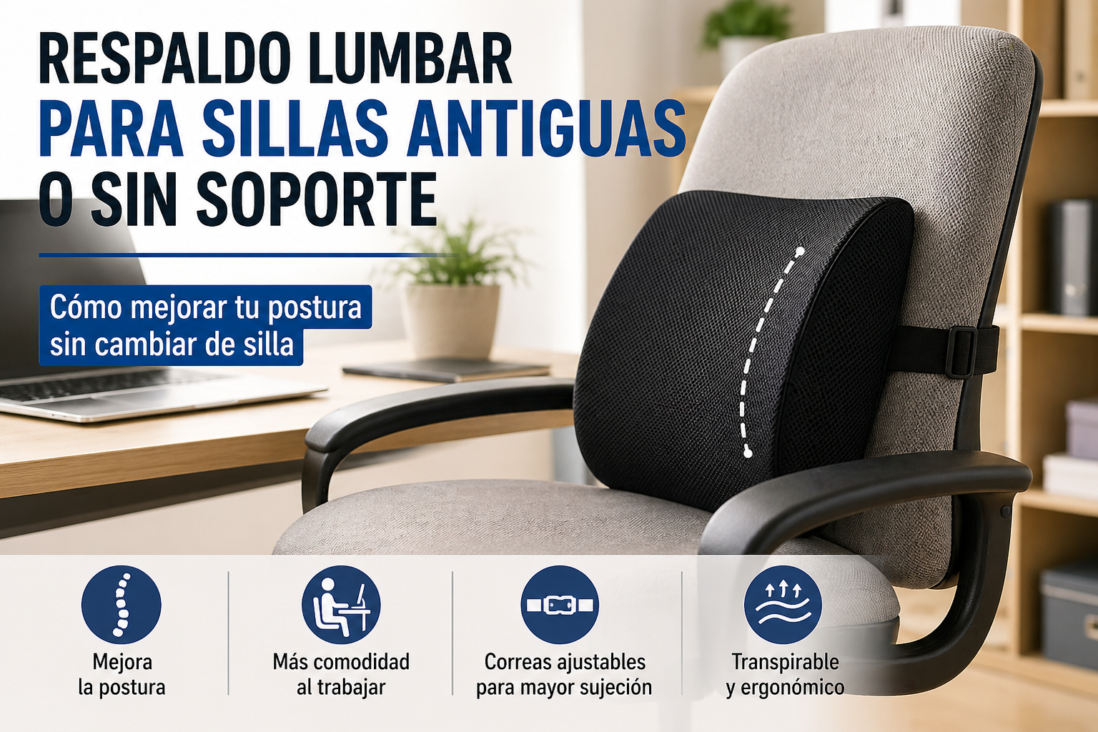 respaldo lumbar para sillas antiguas sin soporte